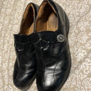 Naturalizer Womens Jance Size 10w Slip On Walking Wedge Button Clogs Black